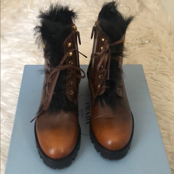 Prada Shearling-lined leather ankle boots - Picture 7 of 14
